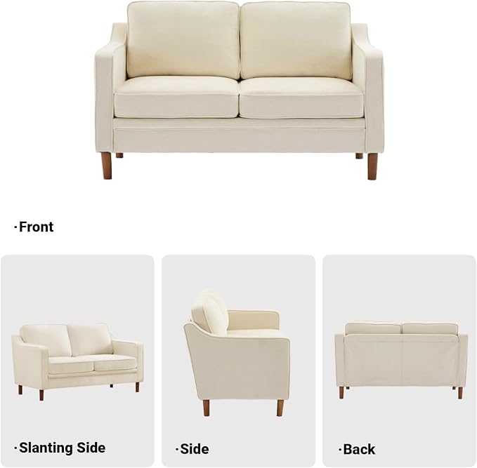 Kingfun 56" Chenille Sofa, Loveseat Couch, Mid Century Modern Love Seat Couches - Image 7