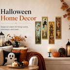 Vintage Halloween Sign,4 Pcs Halloween Hanging Signs,Rustic Wood Wall Decor - Image 4