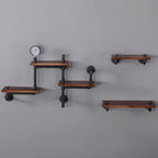 Industrial Floating Pipe Wall Shelves Rustic Wood Shelving, 5 Layer Pipe Design - Image 4