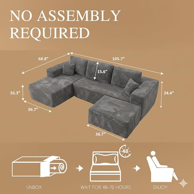 105" Convertible Sectional Couch - Image 2