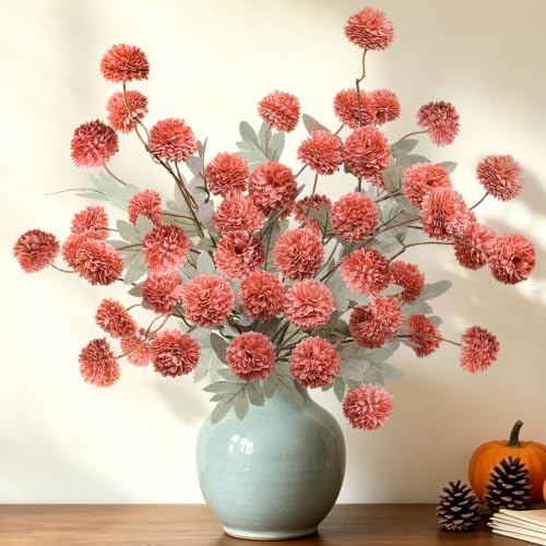 INQCMY 12 Pcs Artificial Mums with Long Stems 20 Inch Faux Flowers for Vase - Image 6
