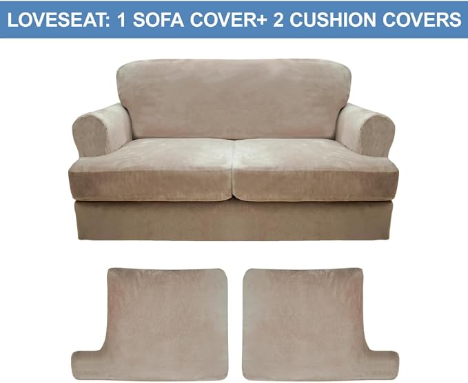 CUCRAF Cushion Sofa Cover 3 Piece Slipcovers, Soft Thick Velvet Couch Cover - Image 5