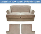 CUCRAF T Cushion Sofa Cover 3 Piece Loveseat Slipcovers, Soft Thick Velvet - Image 5
