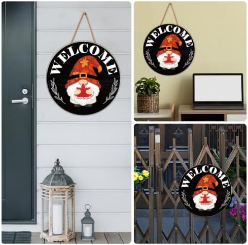 Interchangeable Gnome Welcome Sign Fall Halloween Porch Decor - Image 6