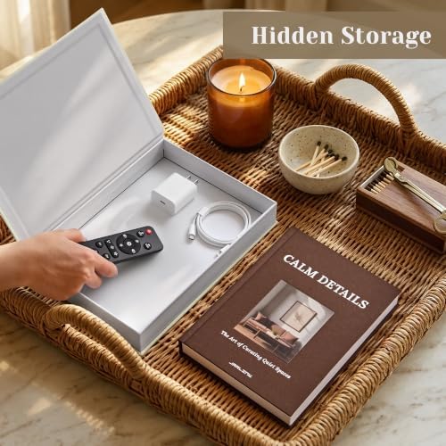 JARLINK Aesthetic Decorative Books, Set of 2 Linen Faux Book Boxes, Beige - Image 4