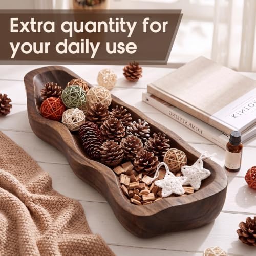 Nuogo 19 Inch Wooden Wavy Edge Dough Bowl Supplies, Brown - Image 3