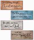 ZONWUTHY 4 Pieces Bible Verses Wall Decor Rustic Wooden Christian Signs Farmhouse Religious Decor for Home Motivational Prayer Wall Art for Living Room Office Bedroom Bathroom(Farmhouse,10x4) by Unknown
