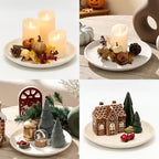 Ceramic Decorative Table Tray Round Trays Home Decor Farmhouse (12" Rustic) - Image 2