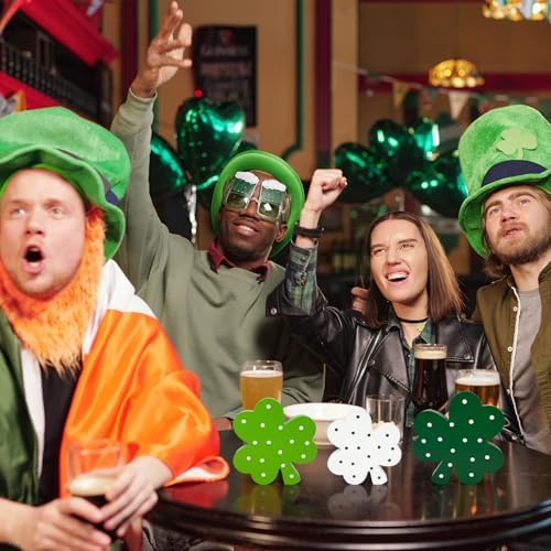 St Patricks Day Decorations 3 PCS, Wooden Green Shamrock Decoration for Home Table, Irish Lucky Clover Signs Decor for Tiered Tray Mantel Office, Saint Patricks Gifts Centerpiece for Indoor Party Desk - Image 6