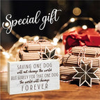Dog Theme Wooden Block Sign - Saving The Dog Change The World - Rustic 5"X3" Pine Wood Plaque, Home & Garden Decor, Housewarming Gift For Friends, Desk & Tabletop, Shelf Accessories - A16 - Image 4