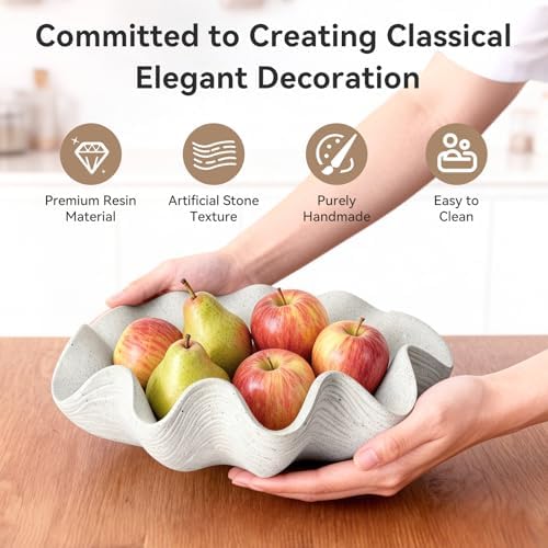 Scalloped Decorative Bowl Home Decor, 12.6" Shell Ruffle Fruit Bowl - Image 5