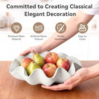 Scalloped Decorative Bowl Home Decor, 12.6" Shell Ruffle Fruit Bowl - Image 5