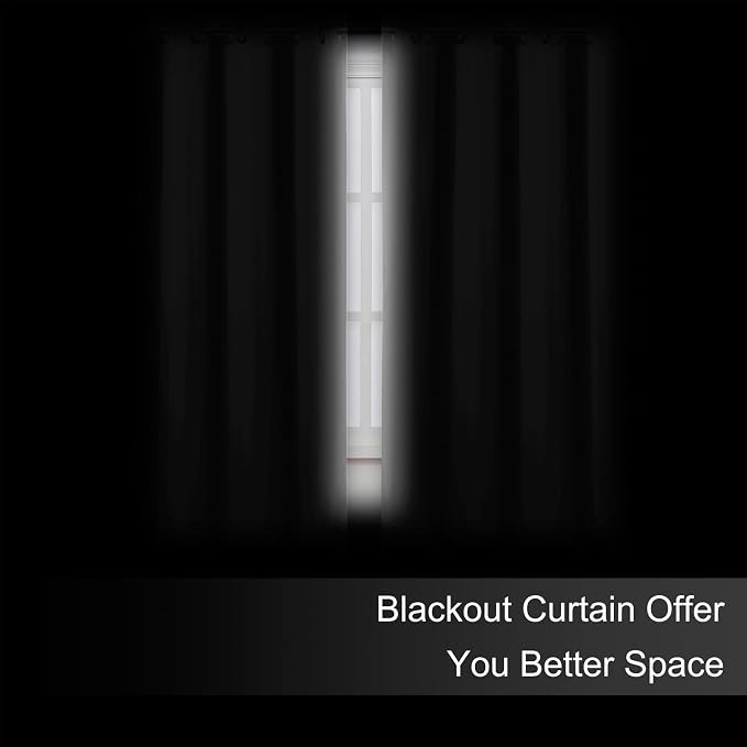 Blackout Curtains 66 x 72 Inch Long Light Grey Curtains Set of 2 Panels Room - Image 3