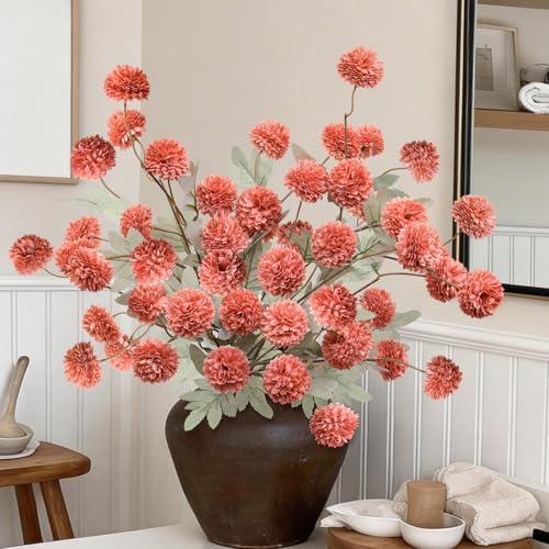 INQCMY 12 Pcs Artificial Mums with Long Stems 20 Inch Faux Flowers for Vase - Image 7