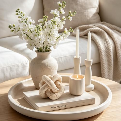 DN DECONATION 3 Link Knot Decor, Beige Travertine Coffee Table Decoration - Image 3