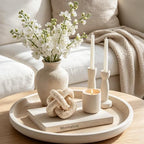 DN DECONATION 3 Link Knot Decor, Beige Travertine Coffee Table Decoration - Image 3