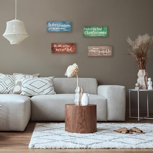 4 Pieces Bible Verses Wall Decor Rustic Wooden Christian Signs Farmhouse Religious Decor for Home Motivational Prayer Wall Art for Living Room Office Bedroom Bathroom(Rustic,10x4") - Image 7