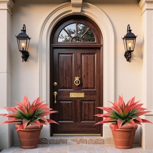 Artificial Agave Faux Agave Fake Greenery Outdoor Artificial Plants Fake Plants 28" for Indoor Home Decor Plastic Plants Outdoor Decor Front Porch Decor Simulation Plants(Red) 2pcs No Vase - Image 4