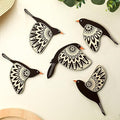 Barydat 5 Pcs Wooden Bird Wall Art decor folk Birds art Decor,Black by home