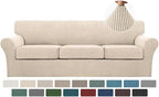 Turquoize 4 Piece Sofa Covers For 3 Cushion Couch Sofa Slipcover Soft Couch by Turquoize