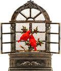 Cardinal Snow Globe Lantern Christmas Snow Globes Arched Window Shape Christmas Decorations Indoor for Home Timer Christmas Music Box, USB and Battery Powered by Gorrzai