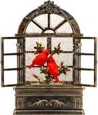 Cardinal Snow Globe Lantern Christmas Snow Globes Arched Window Shape Christmas Decorations Indoor for Home Timer Christmas Music Box, USB and Battery Powered by Gorrzai