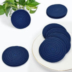 ABenkle 8 Pcs Drink Coasters with Holder, Cotton Woven Absorbent Coasters for Drinks, Minimalist Home Decor Coaster Set for Wooden Tabletop Protection Table, 4.3 inches - Image 6