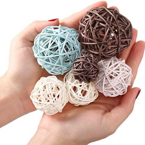 Wicker Ball Orbs,Blue, Brown, Dark Brown, White,2.8'',2.4'',2'',1.6'' - Image 2