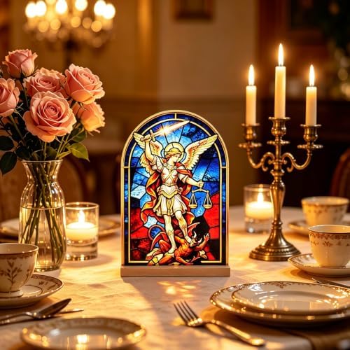 KOMI St Michael Stand Statue Acrylic Catholic Icon Ornament Home Altar Decor Christian Gifts - Image 6
