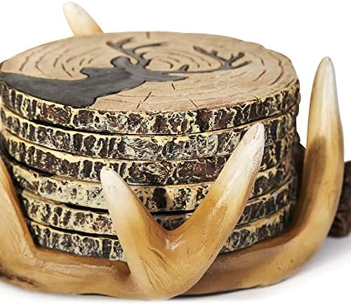 Deer Antler Coasters Set of 6 - Handcrafted Hunting Decor & Man Cave Gifts - Image 4