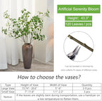 Heleze 3 PCS 43.3 Inch Artificial Greenery Stems Fake Branches with Leaves for Vase Faux Plants Silk Flowers for Home Decor Indoor Serenity Blossoms White - Image 6