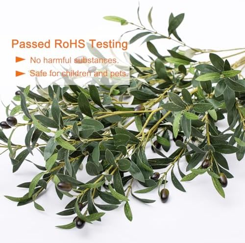 Heleze 39 Inch Artificial Olive Branches for Vases, Fake Plants Greenery Stems with 222 Leaves Faux Olive Tree Branches Home Decor Indoor 4PCS - Image 2