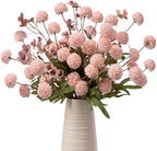 Mixed 10 Pcs Artificial Pompon Mum Set-8 Chrysanthemum & 2 Rose Red Daisy, Pink Silk Faux Flower for Vase Fall Floral Arrangements Wedding Centerpiece DIY Home Indoor Outdoor Decor (No Vase) by ENALGRE
