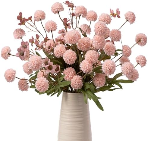 Mixed 10 Pcs Artificial Pompon Mum Set-8 Chrysanthemum & 2 Rose Red Daisy, Pink Silk Faux Flower for Vase Fall Floral Arrangements Wedding Centerpiece DIY Home Indoor Outdoor Decor (No Vase) by ENALGRE