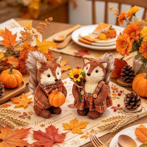 winemana 2 Pack Fox Fall Decorations for Home, Thanksgiving Table Decor - Image 5