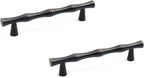 2PCS Bamboo Zinc Alloy Cabinet Handles, 3.8 Inch Hole Distance Black and Red by Tighall