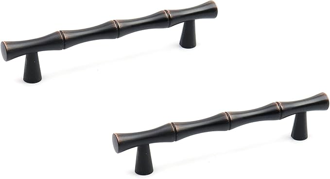 2PCS Bamboo Zinc Alloy Cabinet Handles, 3.8 Inch Hole Distance Black and Red by Tighall