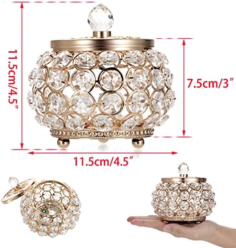 Hipiwe Crystal Jewelry Box with Glass Lid Small Gold Trinket Organizer - Image 5