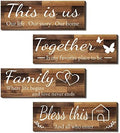 4 Pieces Home Wall Signs, THIS IS US/TOGETHER/BLESS THIS HOME/FAMILY Wall Decor For Living Room Bedroom, Rustic Wooden Farmhouse Wall Art , 4.7 x 13.8 Inch(Brown) by JOYHAWK-DesigningaBetterLife