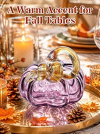 Cosweet 3.5" Handmade Blown Glass Pumpkin for Home Table Mantel Fall Decor - Image 2