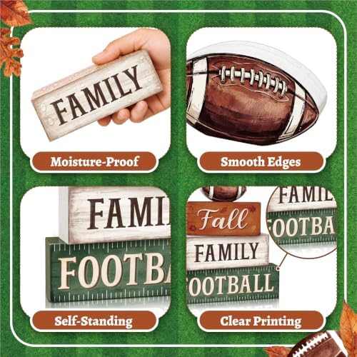 4 Pcs Football Decor, Wooden Autumn Fall Decorations for Home - Image 4