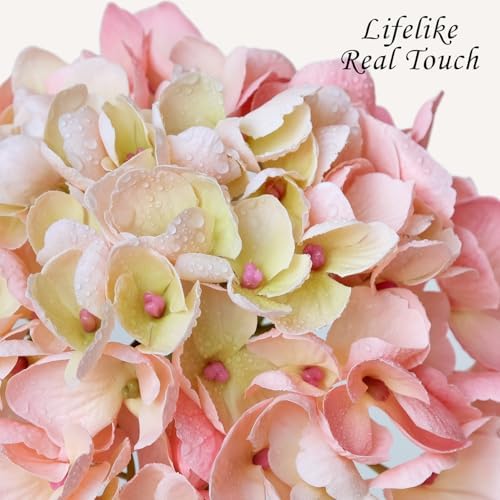 JINWOE 4PCS Lifelike Real Touch Artificial Hydrangeas, 21" Pink Hydrangea Artificial Flowers for Decoration, Faux Vintage Silk Fake Flowers for Bouquet Wedding Centerpieces Tables Party Outdoor Home - Image 4