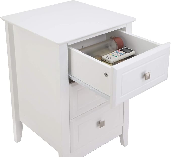 Bonnlo White Nightstand with 3 Drawers, Modern Night Stand - Image 7