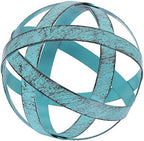 Kesywale 3.3 Inch Decorative Spheres Set of 3, Metal Band Decorative Balls Orbs Metal Spheres Home Decor Accents Dining Table Centerpieces for Living Room Bedroom Kitchen Office Coffee Table (Blue) - Image 5
