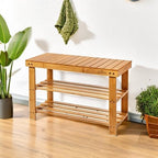 Purawood Bamboo 3 Tier Shoe Rack Bench, Premium Shoe Organizer or Entryway Bench - Image 6