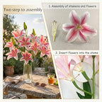 Artificial Lily Flowers with 9 Full Blooms & 3 Buds, Real Touch Long Stem Faux Tiger Lily for Home Hotel Office Wedding Party Table Centerpieces Decor(Light Pink) - Image 5