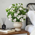 Artificial Geraniums for Outdoors, 8 Stems 17.7 Inch White Faux Geranium Bush Fake Flowers UV Resistant Fall Porch Patio Garden Planter Window Box Indoor Decor, Pot Not Included - Image 3