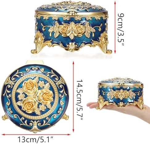 Hipiwe Large Jewelry Box Antique Trinket Keepsake Organizer Gift for Women - Image 3