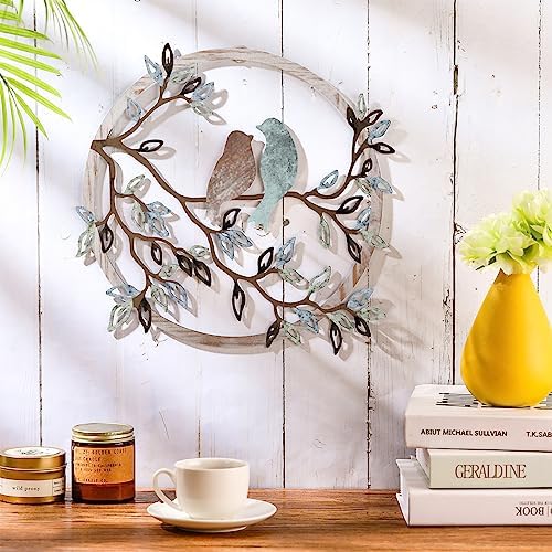 Ferraycle Metal Wall Art Bird Branches Hanging Ornament, Fresh Color - Image 3