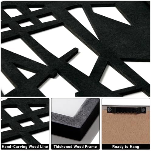 3D Wood Abstract Wall Art, Framed Black and White Wall Art, Modern Minimalist Black Wall Decor for Living Room Bedroom Bathroom Dining Room (Ready to Hang, 12x16 inches, Set of 3, Framed) - Image 2
